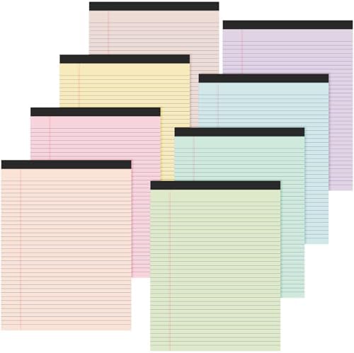 Fuutreo 8 Pcs Legal Pads 8.5 x 11 Colored Note Pads, Macaron Color