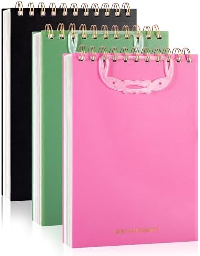 3 Pack Steno Pads Spiral 6 x 9 Inch,Top Bound Spiral Notebook College Ruled