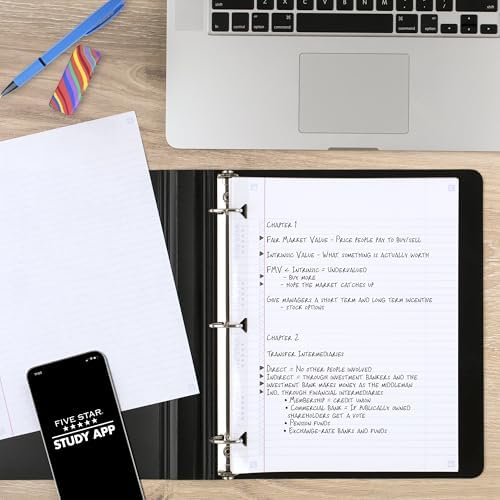 Five Star Loose Leaf Paper + Study App, College Ruled Filler Notebook Paper, Reinforced, Fights Ink Bleed, 8-1/2" x 11", 80 Sheets (170102)