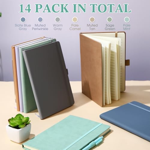 Laumoi 14 Pack Hardcover Lined Journal Notebooks Bulk,Classic Color,A5