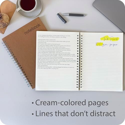 le vent Lined Spiral Notebook 8.5 x 11 | 2 Pack 200+200 A4 Lay Flat Pages | Hardcover College Ruled Notebooks | Smooth 100gsm Ink-Proof Paper | Daily Writing Journal for Work & Study