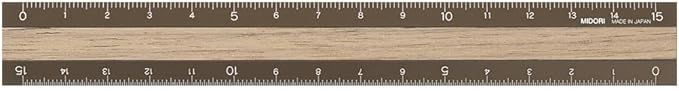 DESIGNPHIL 42280006 Midori Ruler, Aluminum, Wood, 5.9 inches (15 cm), Brown x Brown