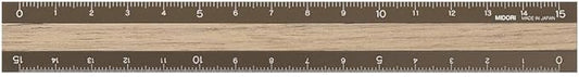 DESIGNPHIL 42280006 Midori Ruler, Aluminum, Wood, 5.9 inches (15 cm), Brown x Brown