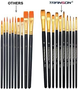 Transon 20pcs Artist Painting Brush Set for Acrylic Watercolor Gouache Hobby Craft Face Rock Painting Black and Red