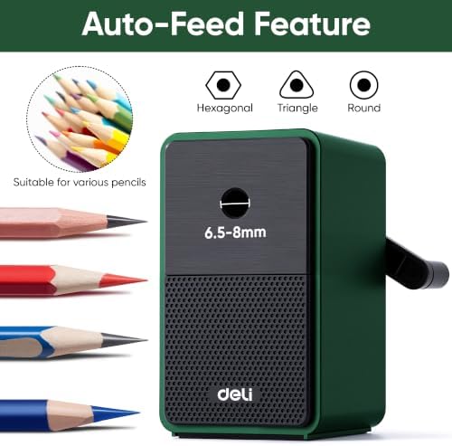 Deli Manual Pencil Sharpener, Deep Green