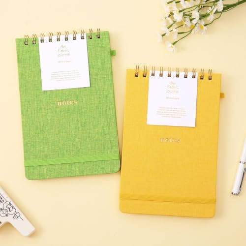 TSFPapier A5 Top Spiral Notebook, Fabric Hardcover College Ruled Journal