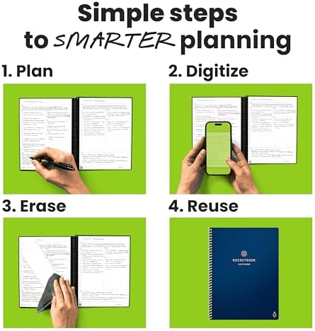 Rocketbook Flex Reusable Planner, Letter Size 8.5x11, Navy Blue