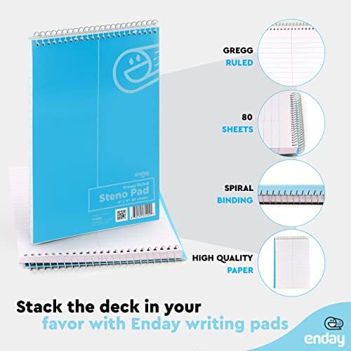 Enday 48 Pack Steno Pads Spiral 6 x 9 Gregg Ruled White Paper, 80 Sheets (160 Pages), Bulk Steno Notebooks for Writing Notes in Office, School, College, University, Colorful Covers