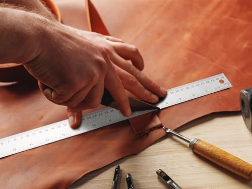 6+12+18 inch Metal Ruler with Cork Backing, Imperial & Metric Markings