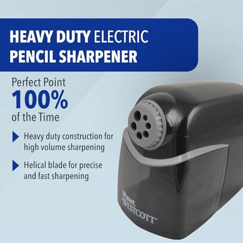Westcott iPoint Heavy Duty Electric Pencil Sharpener for Home, School, and Office