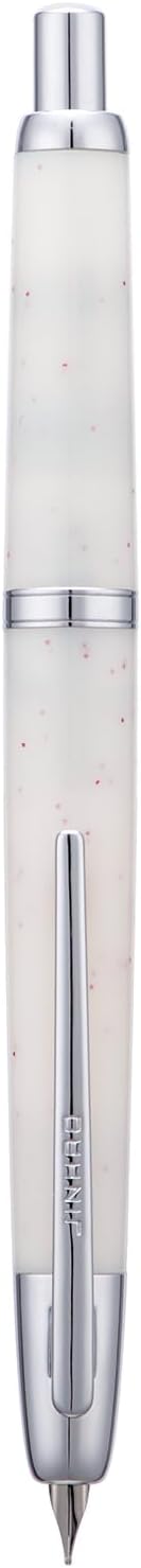 Jinhao 20 Press Fountain Pen, Snow White Retractable Fine Nib with Ink Converter Set (Silver Clip)