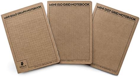 KOALA TOOLS | Mini Sketchbooks Variety (3 Pack) | 5" x 7", 60 pp. - Quad, Mini-Isometric, Mini-Dot Grid