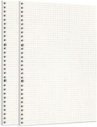 Zelten 2 Pack A4 90 Sheets/180 Pages Squared Loose Leaf Punched Paper Refills Paper for 30 Hole Binder Personal Organizer Diary Notebook Refillable Planner