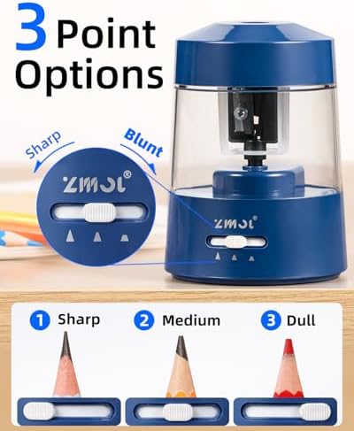 ZMOL Electric Pencil Sharpener Battery, 6-12mm Jumbo Pencils,Dark Blue