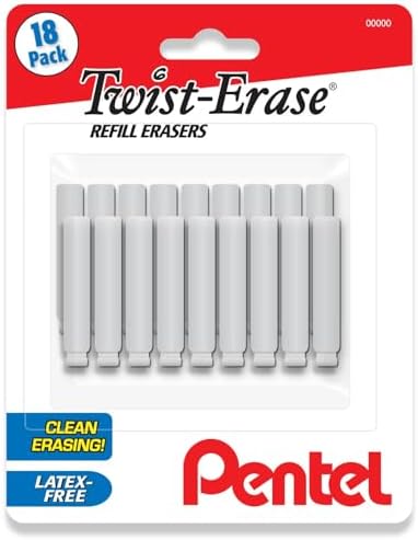 Pentel Twist Erase Refill Erasers, Pack of 18