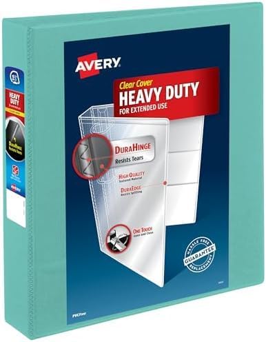 Avery Heavy-Duty View 3 Ring Binder,1.5 Inch EZD Rings,Great for Portfolios,Office,School Notebooks,and More,1 Mint Binder (79271),(Pack of 6)