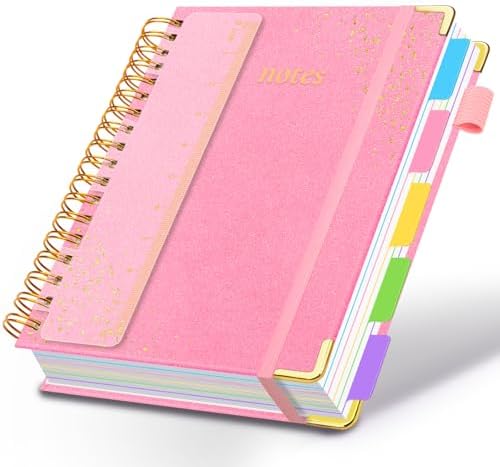 Hardcover Spiral Notebook with Tabs & Dividers, 8.5"x11" 5 Subject