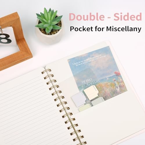 Spiral Notebook-5.75" x 8.125" College Ruled Journal with Inner Pockets and 160 Pages,PU Leather Cover Business Journal, Twin-Wire Binding Notebook Perfect for Office & Home School Supplies 3 pack Navy Blue