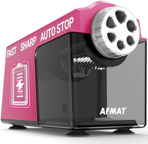 AFMAT Electric Pencil Sharpener Heavy Duty, 6 Holes, Cordless & Rechargeable, Super Fast, Auto Stop, 10K+ Uses, Classroom Pencil Sharpener for 6-11mm No.2/Large/Colored Pencils PSD4