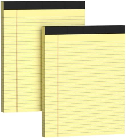 Legal Pads 8.5 X11.75, Narrow Ruled Notepads, 2 Pack, 30 Sheet/Pad, Yellow Legal Pads, Tear Off Notepad, Perforated Writing Pad, Notebook Paper College Ruled, Notepads for Office Home School, Notepad