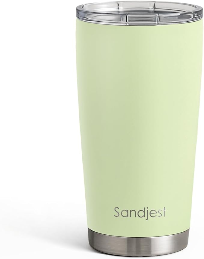 SANDJEST Green Tumbler 20oz Stainless Steel Double Wall Vacuum Insulated, Travel Coffee Cup, Gifts for Men Women Birthday Christmas