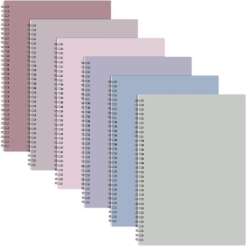 Fuutreo 6 Pack Spiral Notebook 10.5x7.45 Notebook,Elegant Color,Taro Color