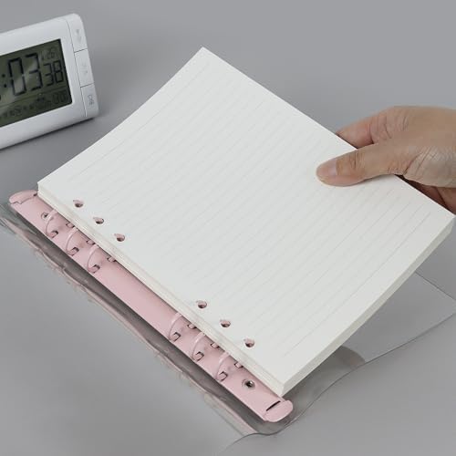 MultiBey A5 Lined Refill Paper, 120GSM 6-Ring Loose Leaf Inserts, 80 Sheets