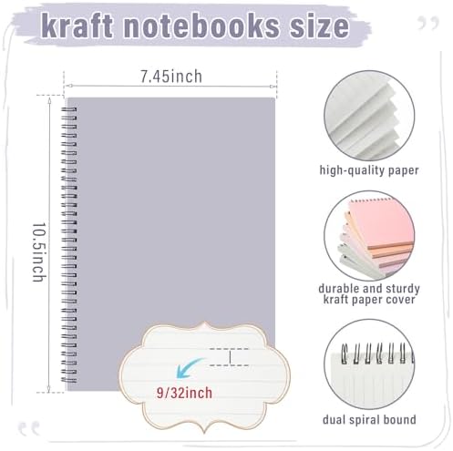 Fuutreo 6 Pack Spiral Notebook 10.5x7.45 Notebook,Cute Color,Dreamy