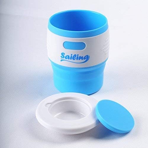 Sailing. Collapsible Portable Reusable Silicone 12 fl oz Drinking/Coffee Cup/Mug. 100% high quality food grade silicone. BPA Free (Blue)