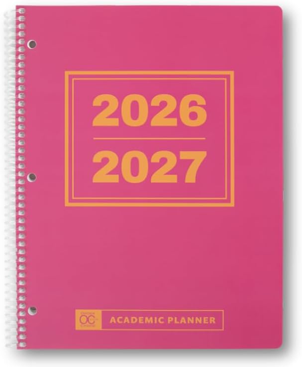 Order Out Of Chaos Academic Planner 2026-2027 Daily Weekly and Monthly Calendar, School Agenda Book, July 2026-June 2027 planner 8.5 x 11 Homework Organizer (Pink/Orange)