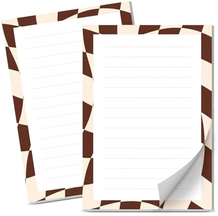 Lined Sticky Notes 4x6 in, 2 Pack Large Cute Notepads with Lines Self-Stick Note Pad, Funny Memo Pads Strong Adhesive for Office, Home Green Curve Plaid