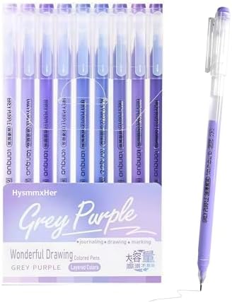 9 Colored Gel Pens Set, 0.6mm Fine Point for Black Paper & White Paper, Pens for Journaling, Adult Coloring Books, Bible, Drawing, Note Taking, Art & Journaling Supplies（Romantic Purple）