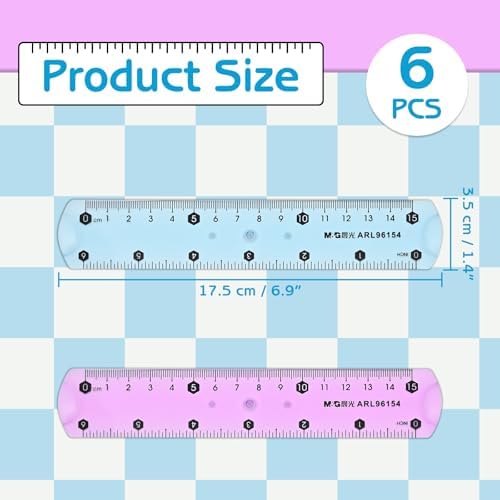 M&G 6 Pcs 6 Inch Flexible Rulers, 15 cm Soft Plastic Bendable Rulers, Clear Colored Shatterproof Straight Edge Ruler with Centimeter and Inch for School Office Measuring Tool Supplies