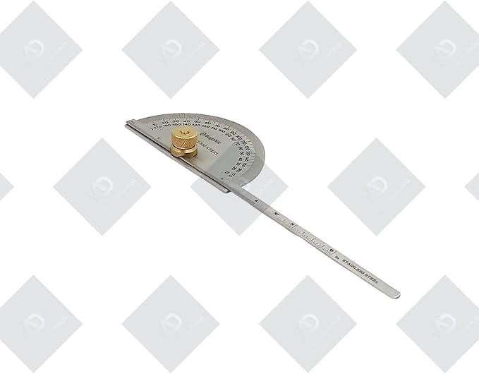 Stainless Steel Protractor 0-180 degrees Machine Tools (Degree Protractor cum Depth)