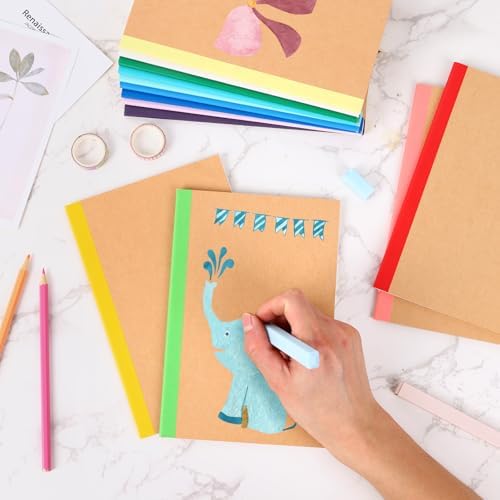 LABUK 15pcs A5 Composition Notebook Journals Bulk, Kraft Lined Notebooks,15 Colors 60 Pages for Journaling, Writing, School, Office, Kids Gift