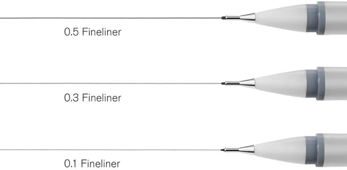 Winsor & Newton Fineliner Fine Point Pen Set, Assorted, Set of 3, Cool Grey