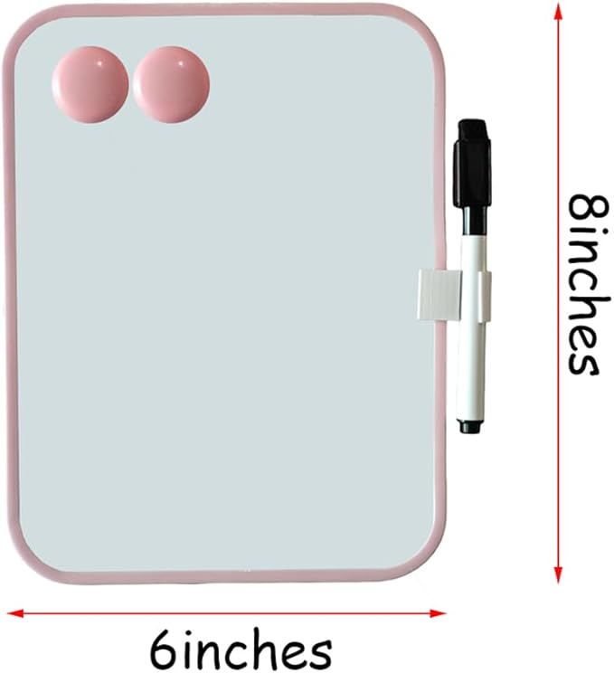 6" X 8"Small White Board，White Boards for Students，Small Whiteboard for Door Frame，Dry Erase Boards for Kids，Message Board with Magnetic Dry Erase Marker and 2 Magnets（Pink）