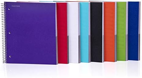Mintra Office Durable Spiral Notebooks, 5 Subject (White, College Ruled 1pk)