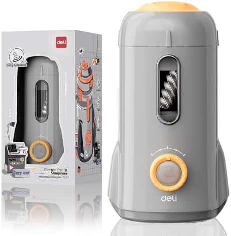 deli Electric Pencil Sharpener, Fully Automatic Pencil Sharpener,Gray