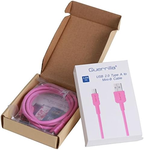 Guerrilla USB Cable for TI 84 Plus, TI 84 Plus C Silver Edition, TI 89 Titanium, TI Nspire CX & CX CAS graphing calculators, Pink