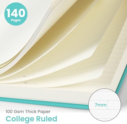 Taja Lined Spiral Journal Notebook for Women & Men, 140 Pages, College Ruled Hardcover Notebook for Work & Note Taking, Journals for Writing, A5(5.7" x 7.9") – Aquamarine