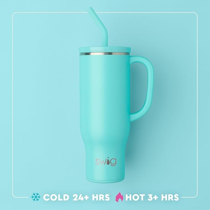 Swig Life 30oz Mega Mug, 30oz Tumbler with Handle and Straw, Large Insulated Tumblers, Cup Holder Friendly Travel Mug, Stainless Steel 30 oz Tumbler, Reusable Insulated Water Bottle (Blushing Camo)