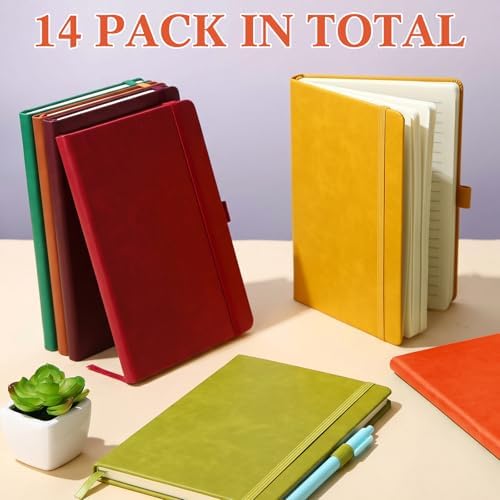 Laumoi 14 Pack Hardcover Lined Journal Notebooks Bulk,Vibrant Color,A5