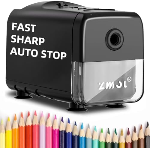 ZMOL Heavy Duty Electric Pencil Sharpener, Plug-in, 6.5-8mm, Black