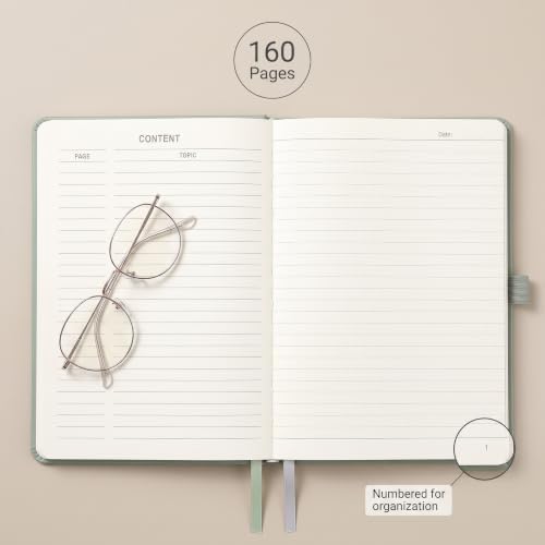 AHGXG Lined Journal Notebook, 160 Numbered Pages, A5 Size (5.7'' x 8.3'')