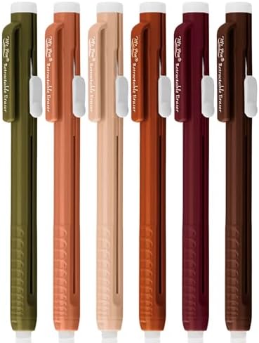 Mr. Pen- Retractable Mechanical Eraser Pens, 6 Pack, Earthy Colors | Latex-Free Precision Pencil Erasers for Artists, Students, Drawing, Sketching & Drafting