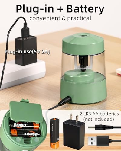 ZMOL Electric Pencil Sharpener Battery Powered, 6-12mm Jumbo Pencils,Green