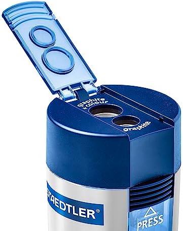 STAEDTLER Double-Hole Tub Pencil Sharpener: Dual Size Manual Sharpener for Standard Graphite & Colored Pencils - Compact Design - Ideal for Classroom, Home, Office, & Art Studio