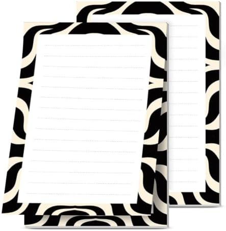 2 Pack Lined Sticky Notes 4x6 in, Cute Self-Stick Notepads with Lines, Large Memo Pads Strong Adhesive for Office, Home Black White Curve Line
