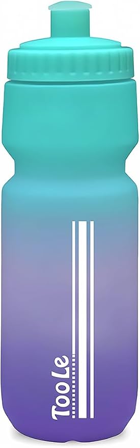 24oz Bike Water Bottle, Cycling Squeeze Water Bottle Leakproof BPA Free | with Capacity Scale w/Pull Top Lid, Reusable, for Bicycle, Gym,Camping, Hiking
